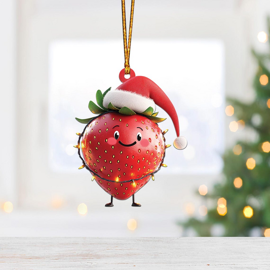 Lovely Strawberry Christmas Tree Ornament, Christmas Strawberry Car Hanging Ornament Decor