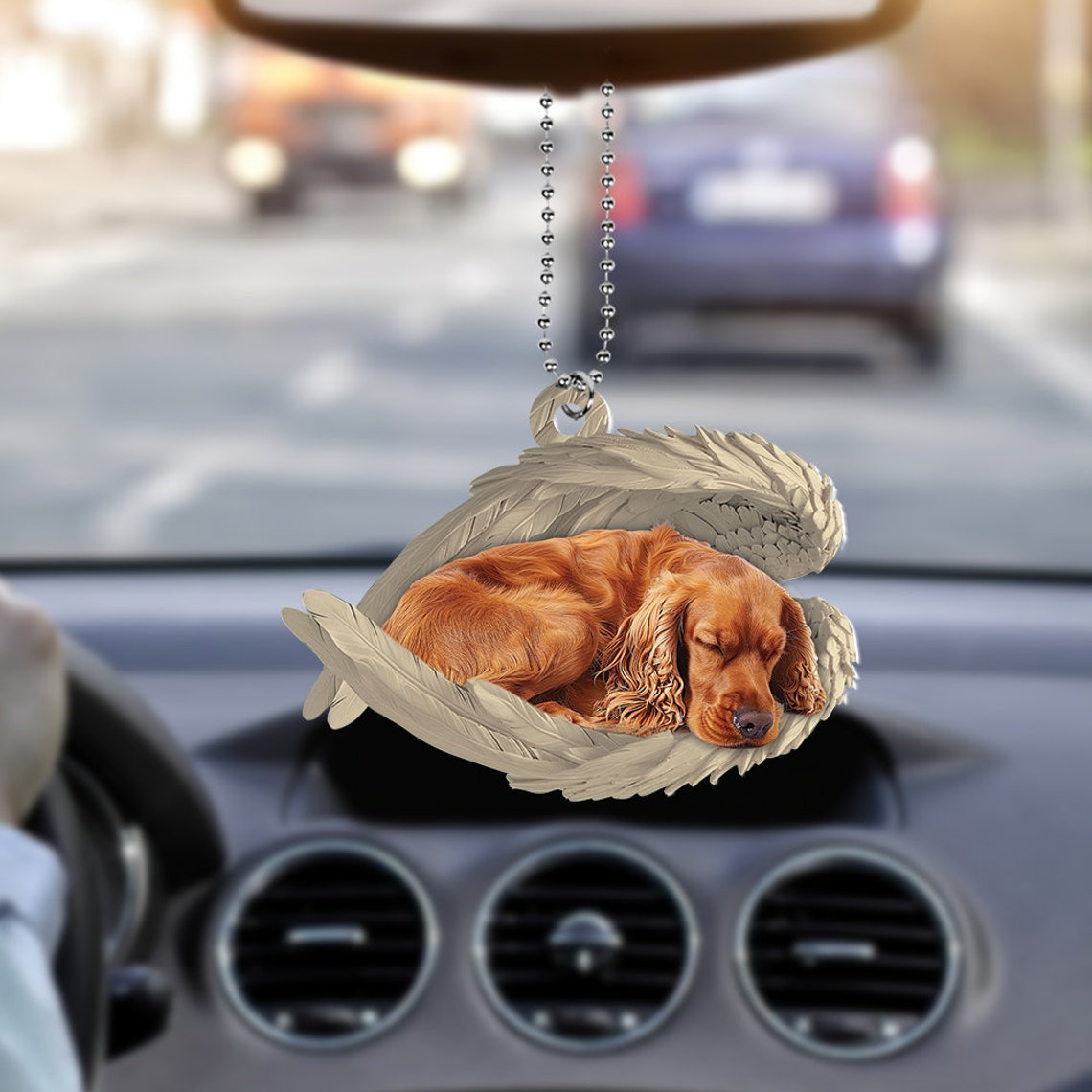 Cocker Spaniel Dog Sleeping Angel Wings Ornament, Cocker Spaniel Dog Christmas Ornament