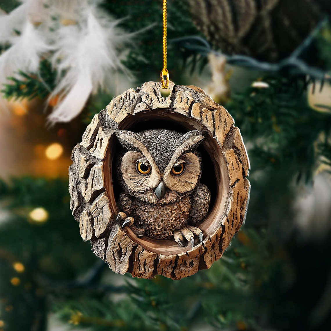 Classic Owl Hanging Christmas Tree Ornament, Bird Ornament Holiday Gift for Owl Lovers