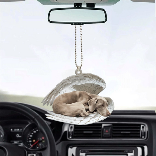 Weimaraner Dog Angel Wings Car Ornament, Christmas Ornament Dog Sleeping Angel Decor Gift