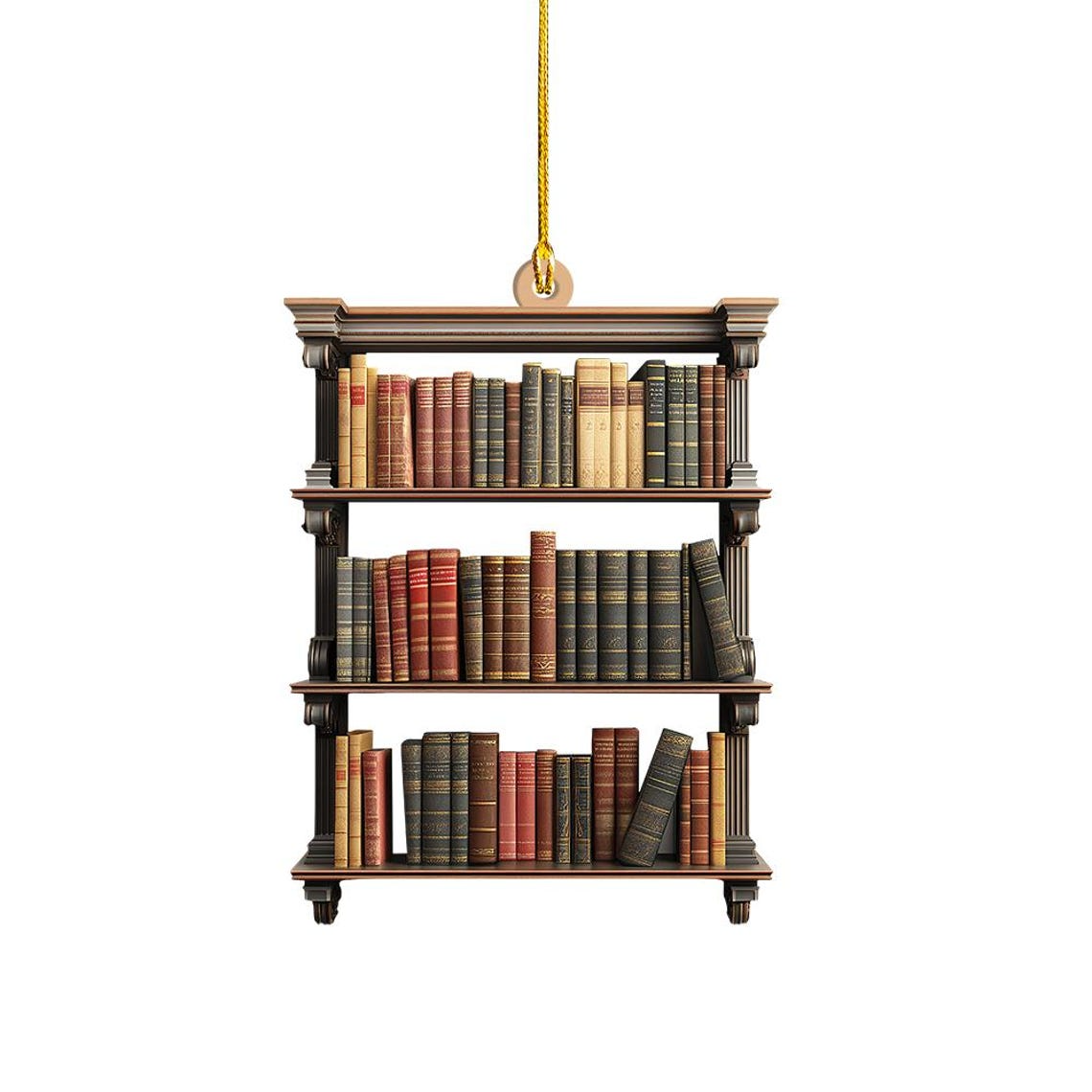 Bookshelf Christmas Hanging Ornament, Bookstore Reading Books Christmas Ornament Decor