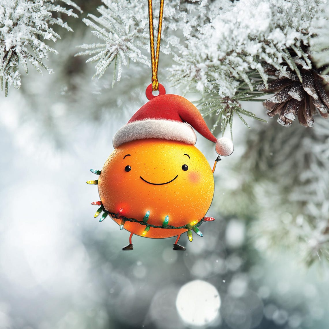 Lovely Orange Christmas Tree Ornament, Ornament Orange Cat Flat Hanging Christmas Decor