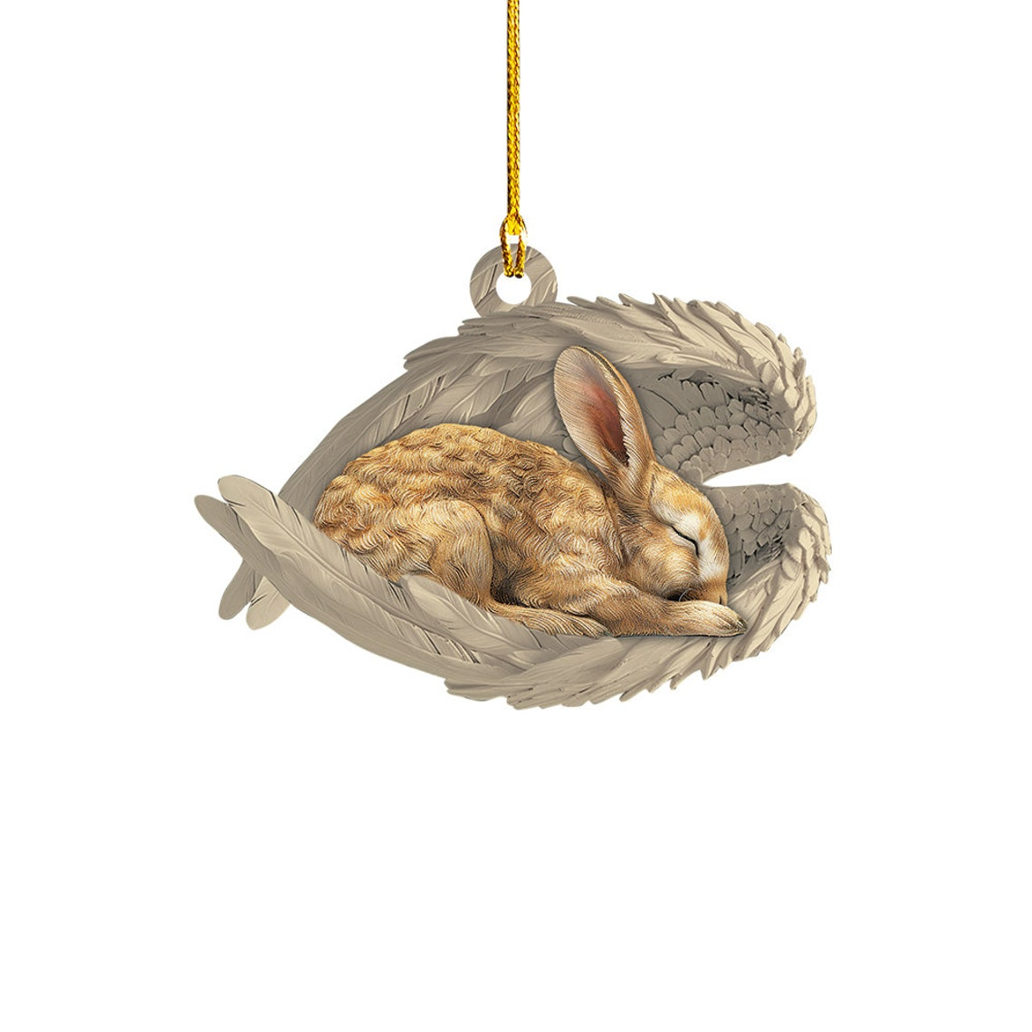 Rabbit Sleeping Angel Ornament Christmas, Cute Bunny Car Hanging Ornament Decor Gift