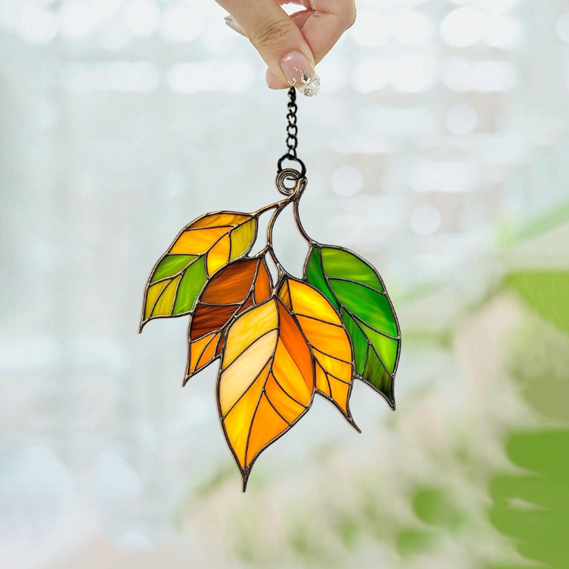 Fall Leaves Suncatcher Decor, Autumn Leaves Hanging Ornament