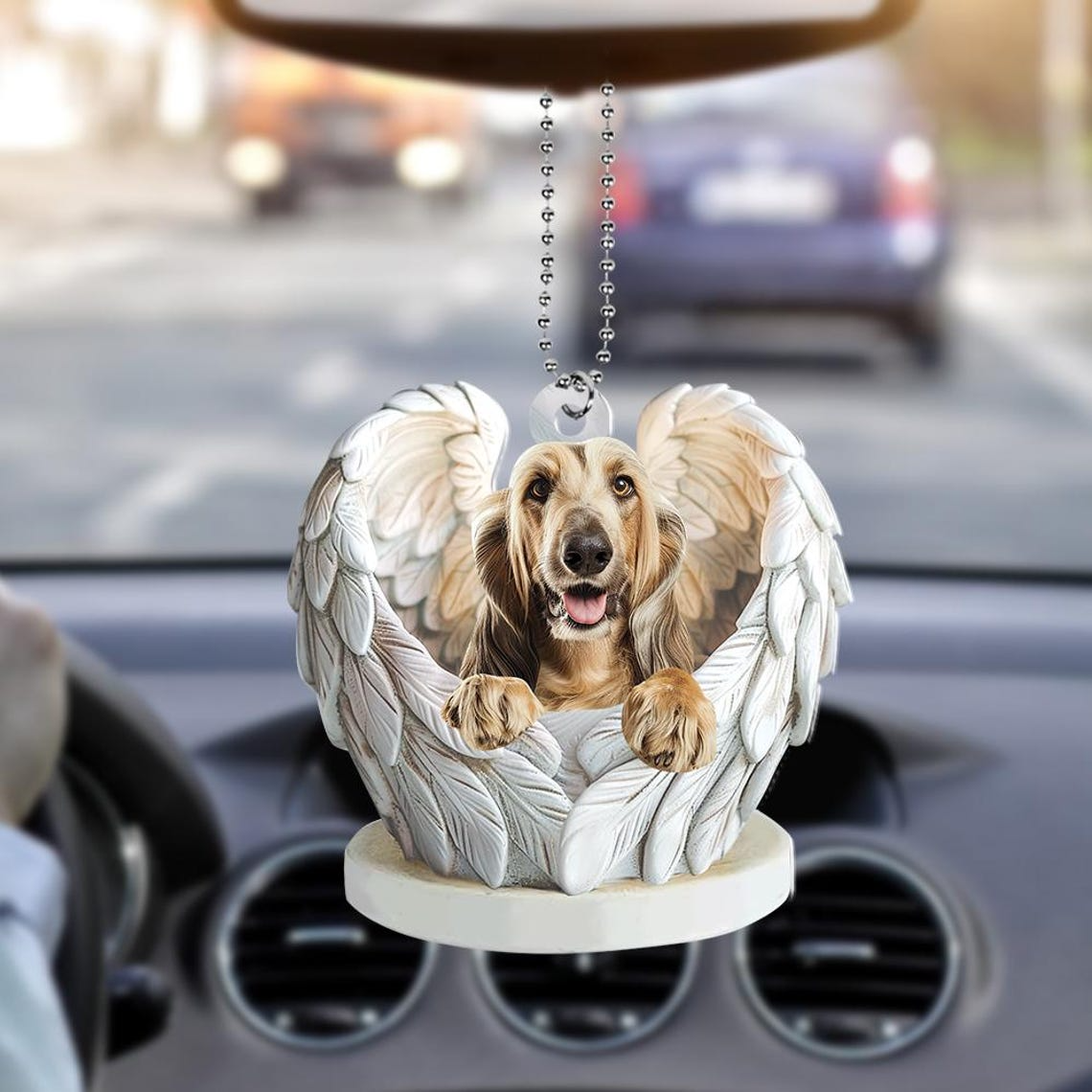 Afghan Hounds Dog Angel Wings Christmas Ornament, Cute Dog Flat Christmas Ornament Decor Gift