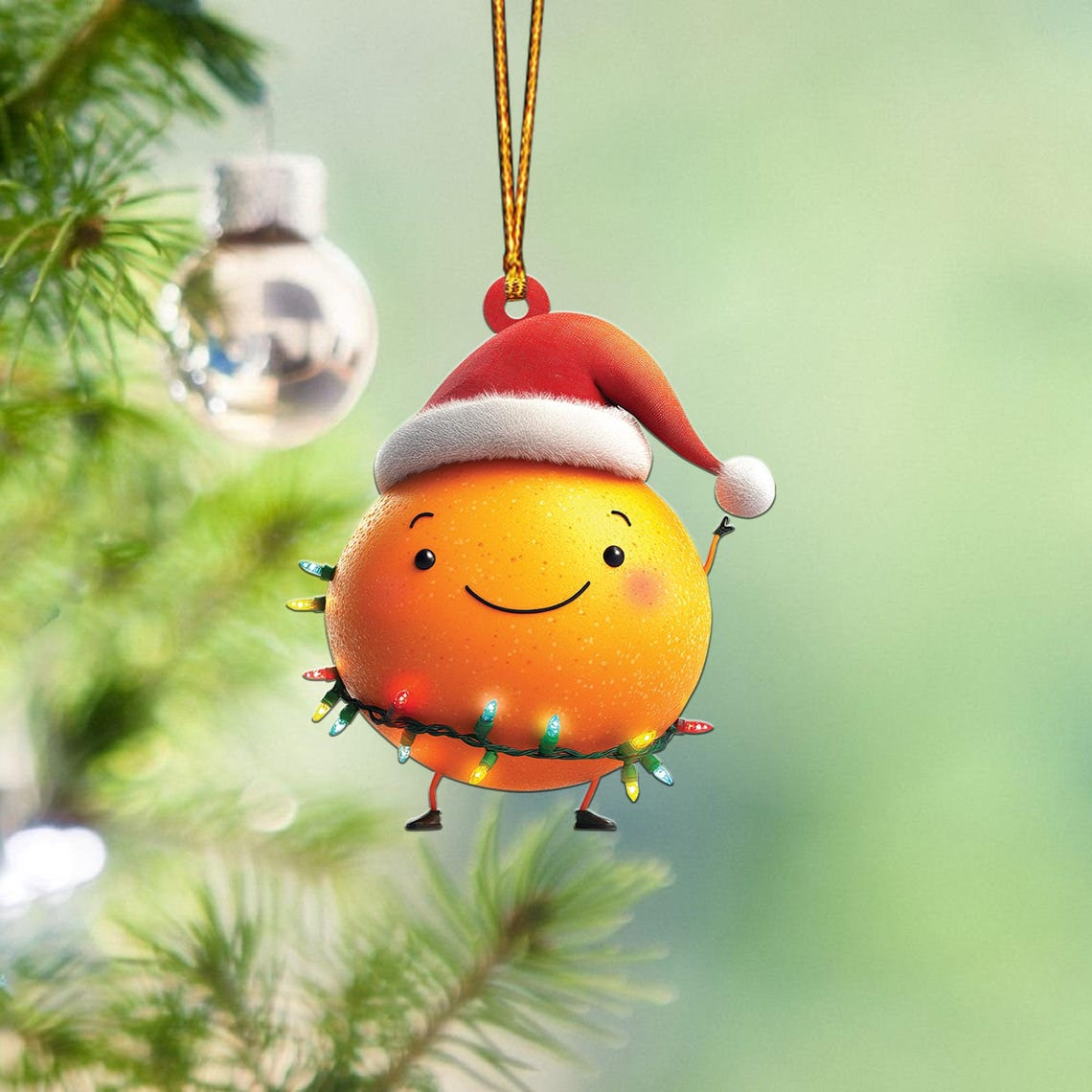 Lovely Orange Christmas Tree Ornament, Ornament Orange Cat Flat Hanging Christmas Decor