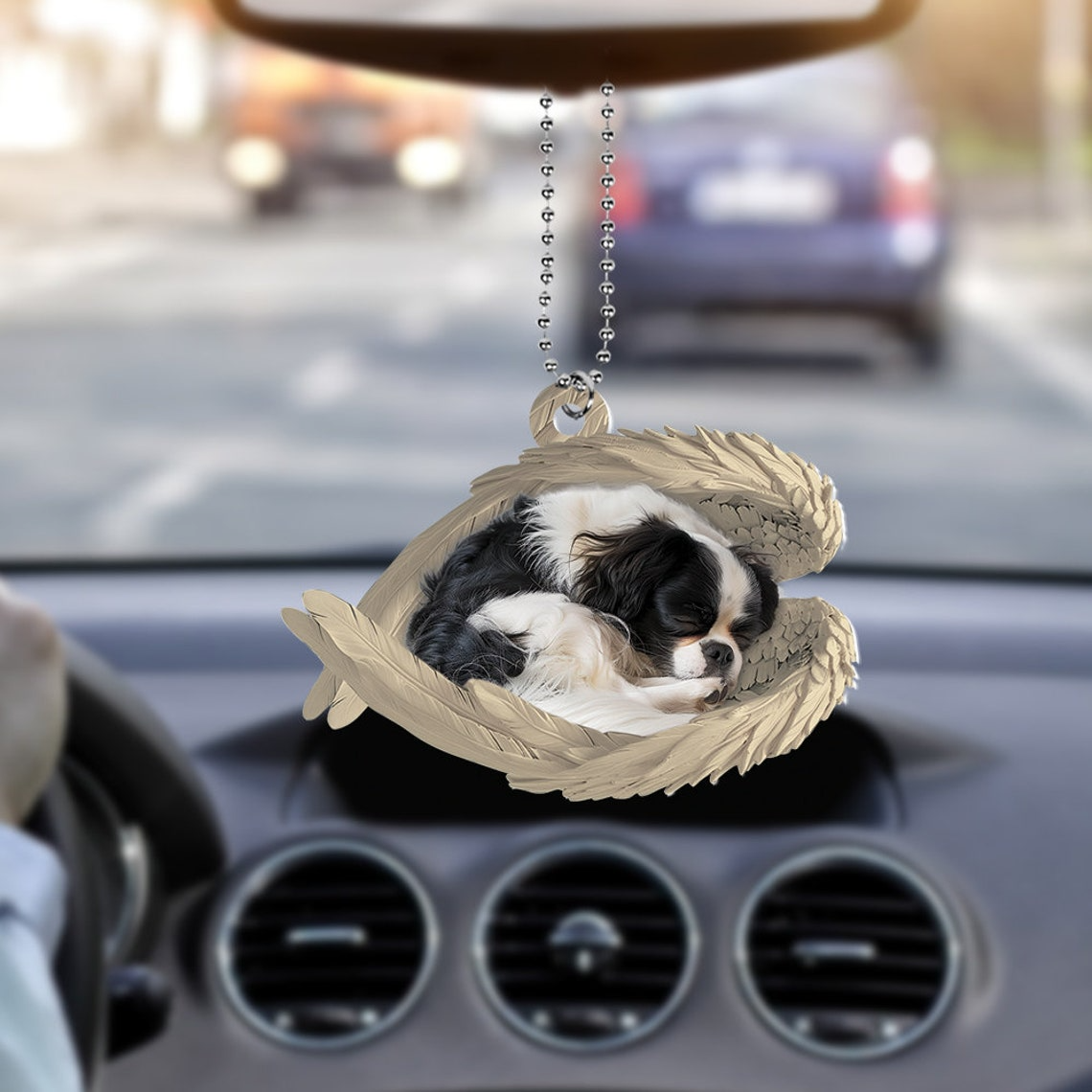 Japanese Chin Dog Sleeping Angel Wings Ornament, Cute Dog Christmas Ornament Decor Gift