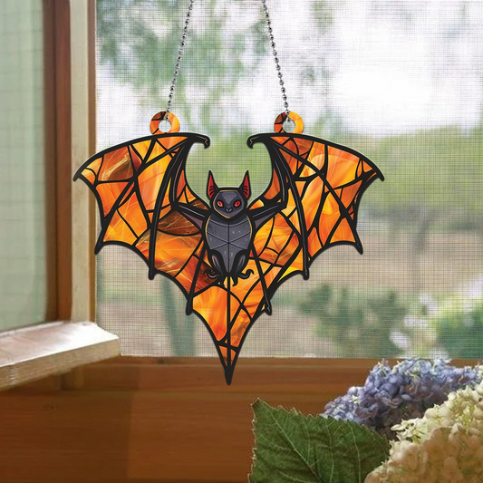 Bat Halloween Classic Hanging Suncatcher Ornament, Halloween Bat Ornament Decor