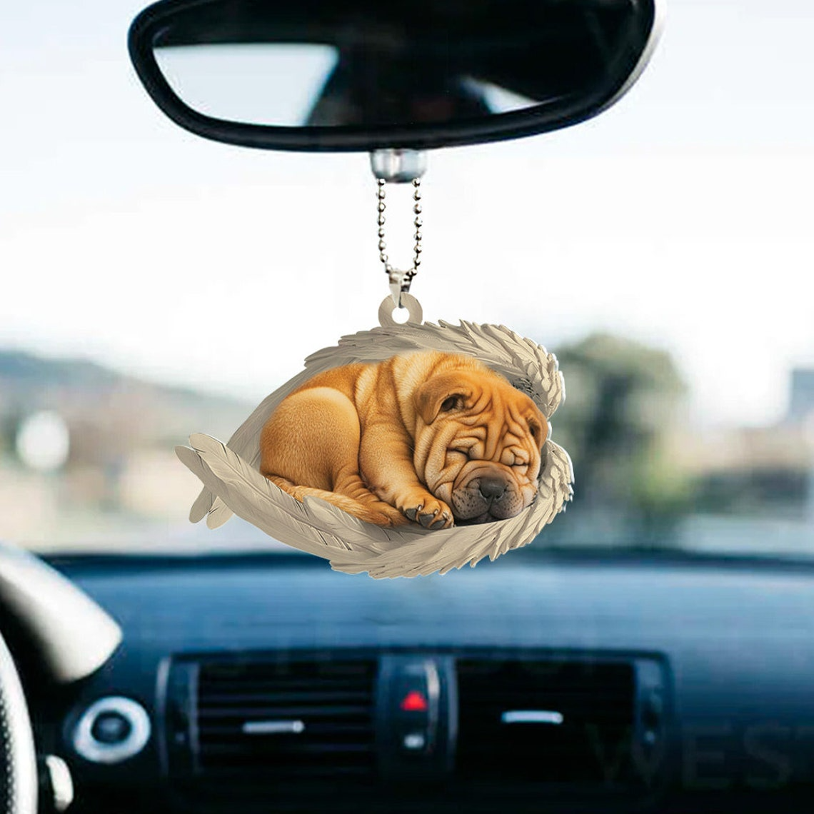 Shar Pei Dog Sleeping Angel Wings Christmas Ornament, Cute Shar Pei Dog Christmas Ornament Gift