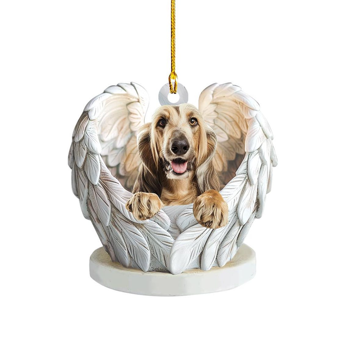 Afghan Hounds Dog Angel Wings Christmas Ornament, Cute Dog Flat Christmas Ornament Decor Gift