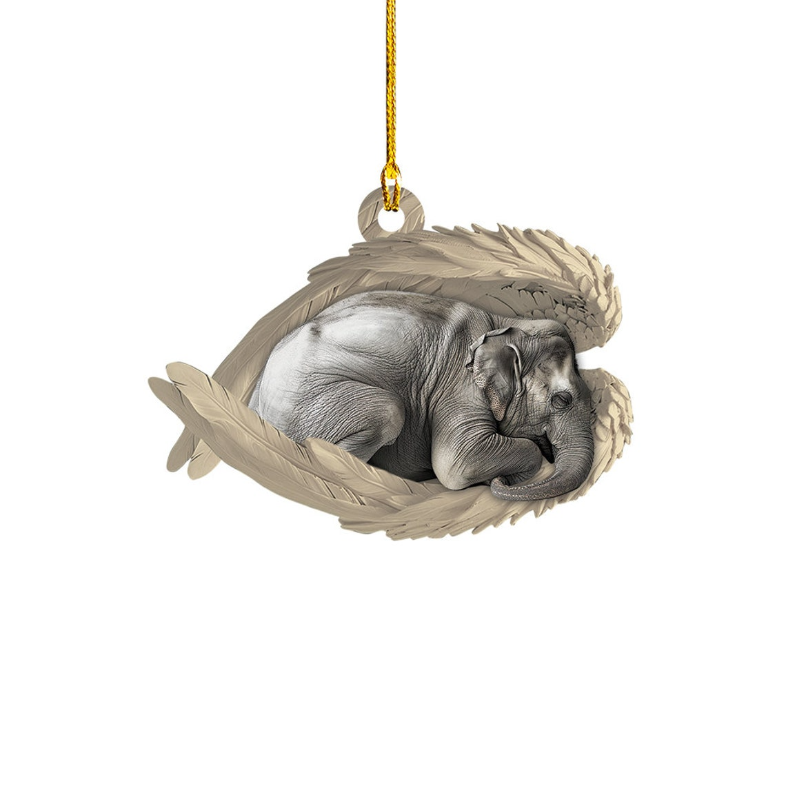 Elephant Sleeping Angel Christmas Ornament, Elephant Car Hanging Decor Ornament Gift