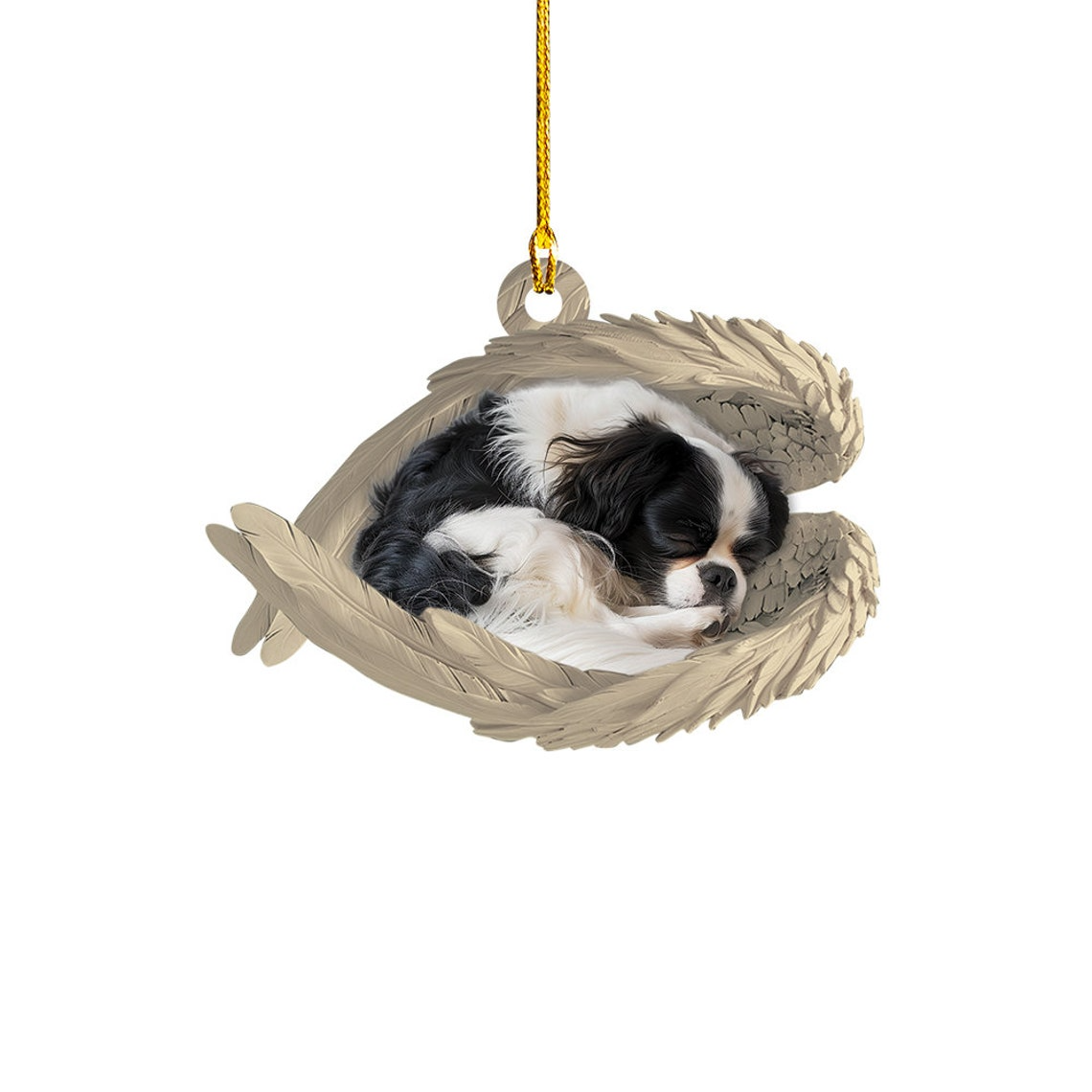 Japanese Chin Dog Sleeping Angel Wings Ornament, Cute Dog Christmas Ornament Decor Gift