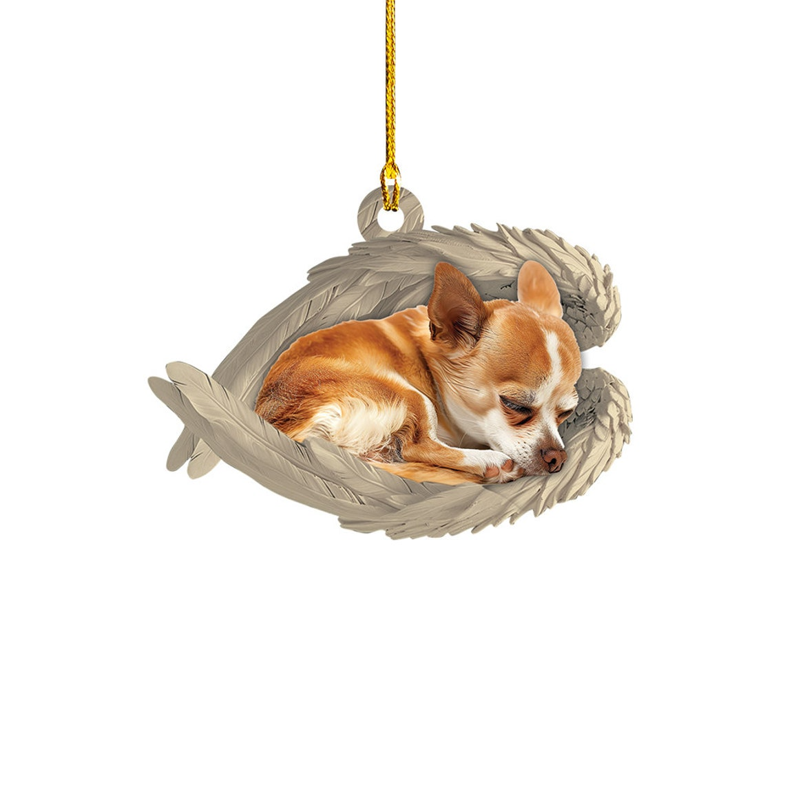 Chihuahua Dog Sleeping Angel Wings Ornament, Chihuahua Dog Car Christmas Ornament Gift