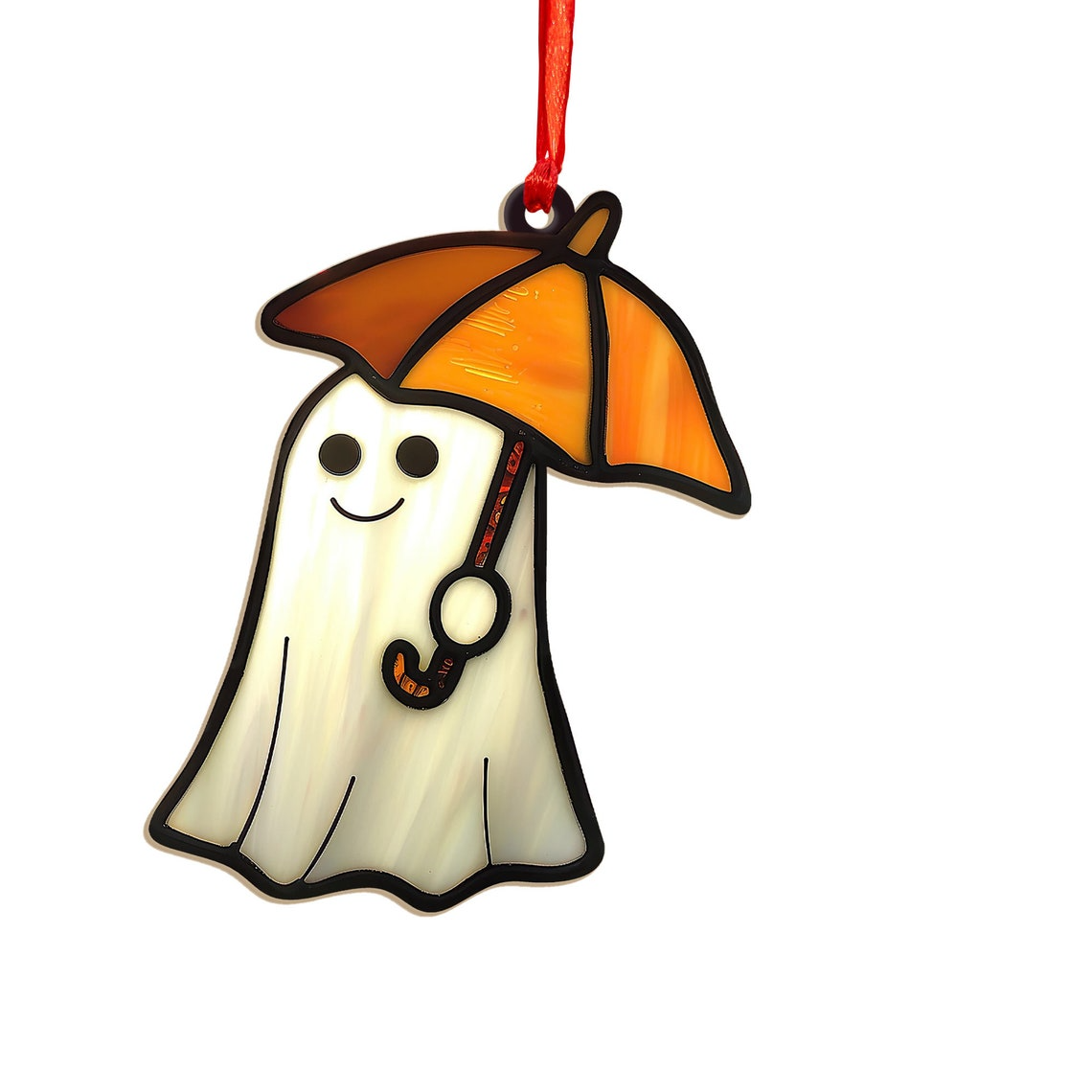 Funny Ghost Umbrella Halloween Suncatcher Ornament, Vintage Ghost Halloween Decor