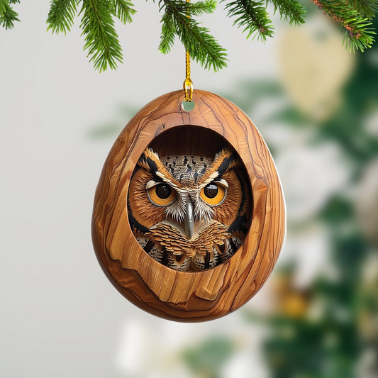 Ornament Owl Rearview Mirror Car Christmas Gift, Bird Owl Hanging Christmas Tree Ornament