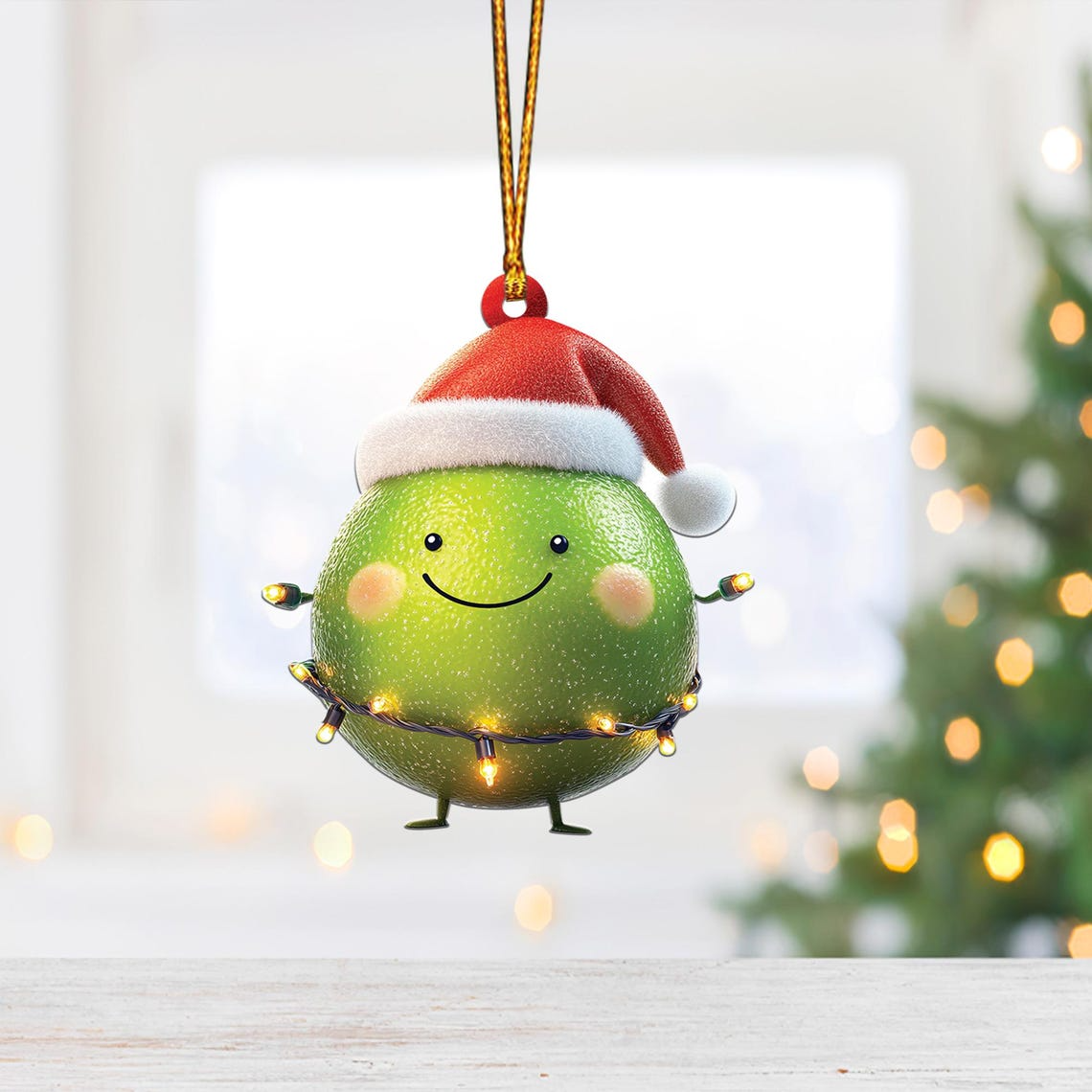 Lovely Lime Christmas Tree Ornament, Cute Lime Flat Hanging Christmas Ornament Decor