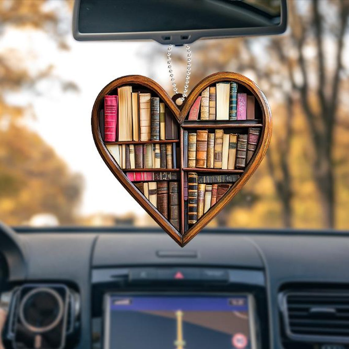 Book Heart Hanging Christmas Ornament, Reading Books in the Bookstore Ornament Decor