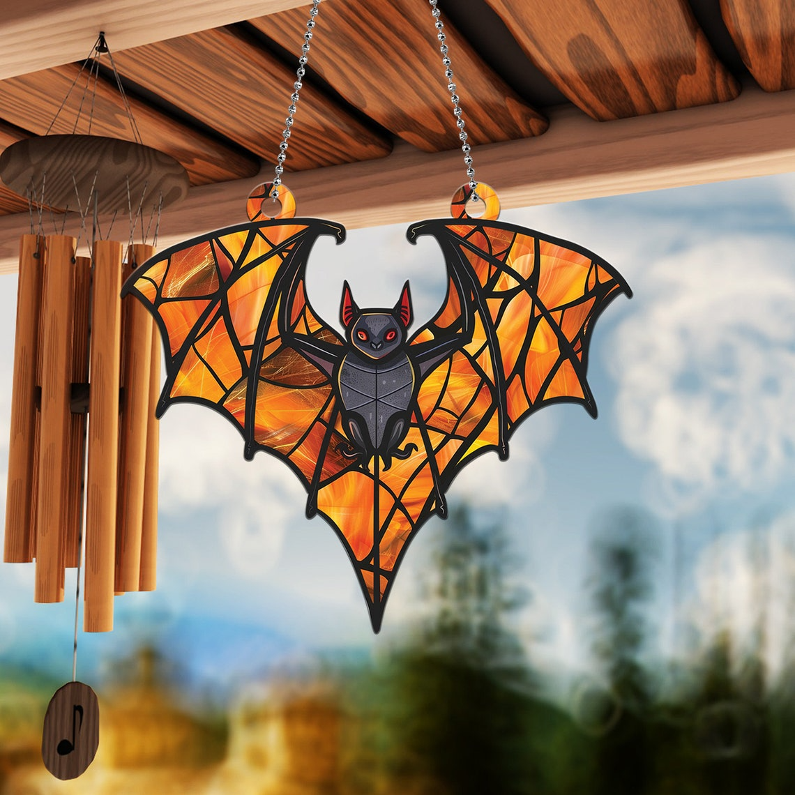 Bat Halloween Classic Hanging Suncatcher Ornament, Halloween Bat Ornament Decor