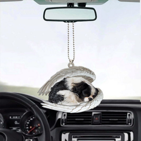 Japanese Chin Dog Angel Wings Car Ornament, Dog Sleeping Angel Christmas Ornament Decor Gift