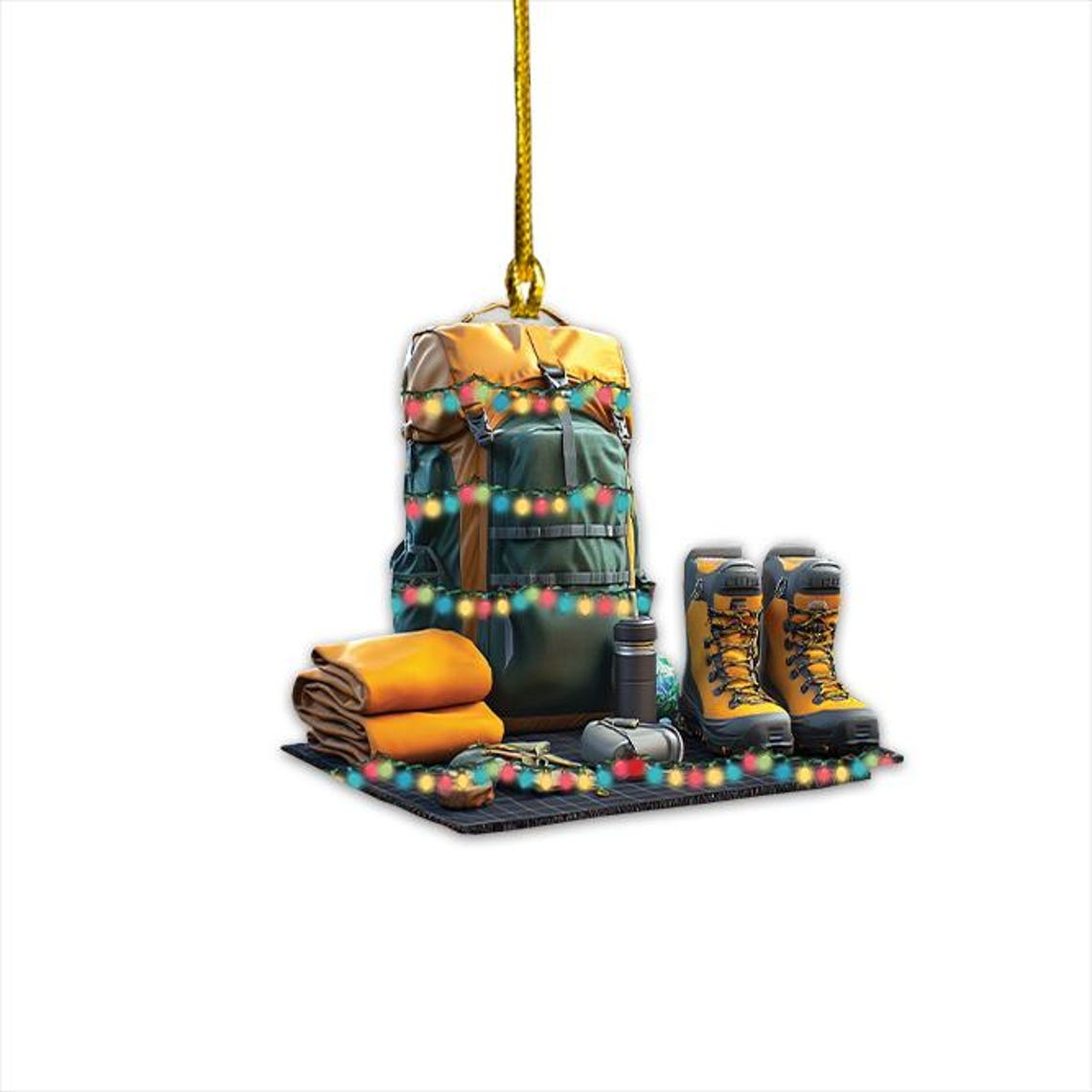 Christmas Camping Backpack Hanging Ornament, Camping Christmas Tree Decor Ornament