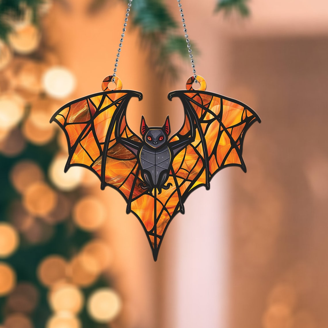 Bat Halloween Classic Hanging Suncatcher Ornament, Halloween Bat Ornament Decor