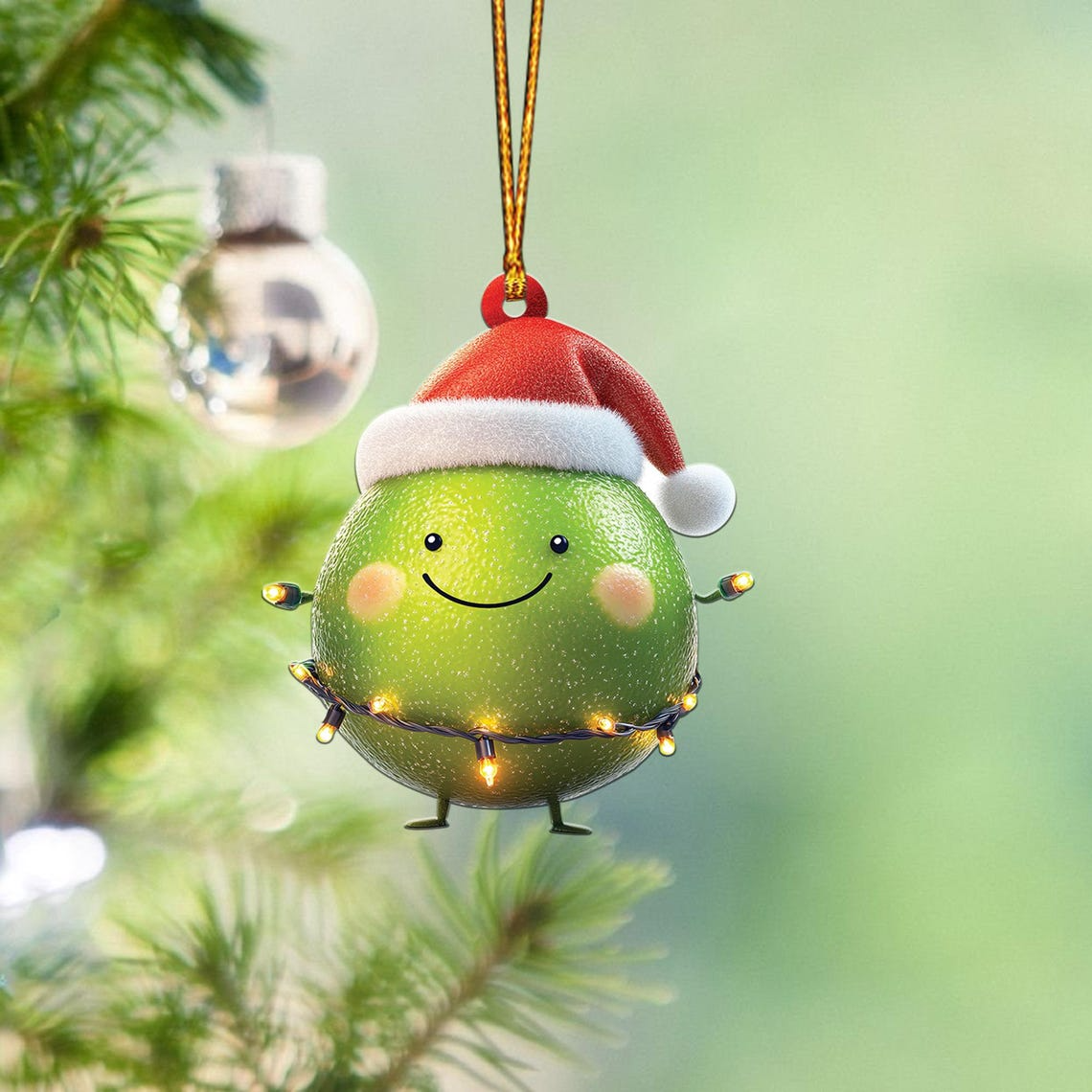 Lovely Lime Christmas Tree Ornament, Cute Lime Flat Hanging Christmas Ornament Decor