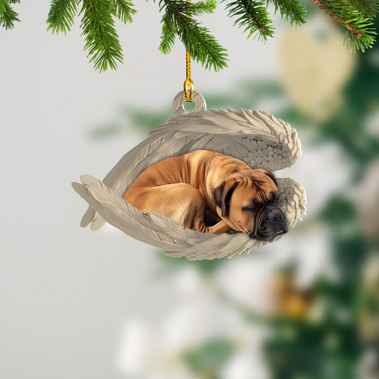 Bullmastiff Dog Sleeping Angel Wings Ornament Gift, Bullmastiff Dog Hanging Christmas Ornament