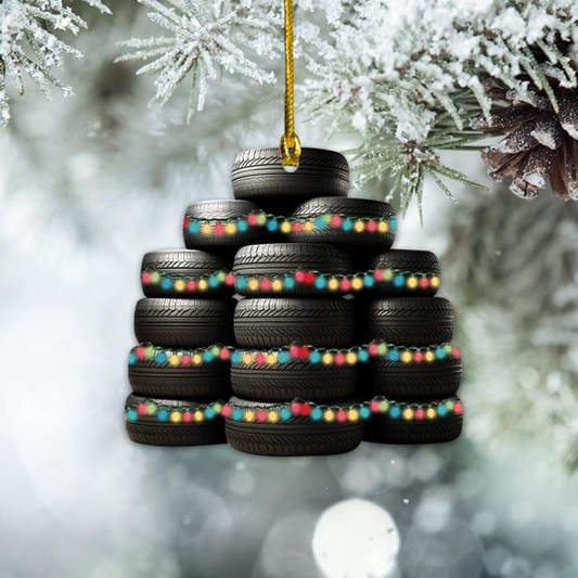 Christmas Car Tires Hanging Decor Ornament, Automotive Wheel Christmas Light Ornament