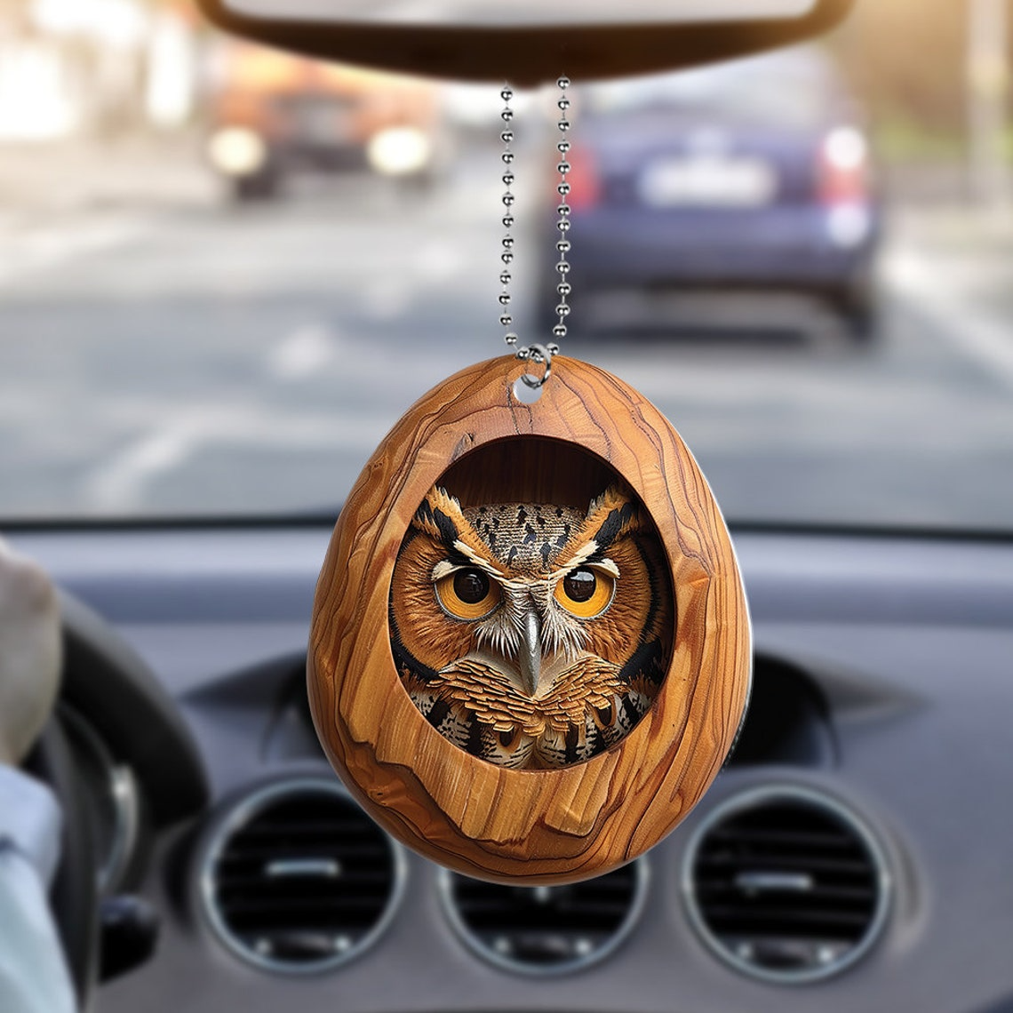 Ornament Owl Rearview Mirror Car Christmas Gift, Bird Owl Hanging Christmas Tree Ornament