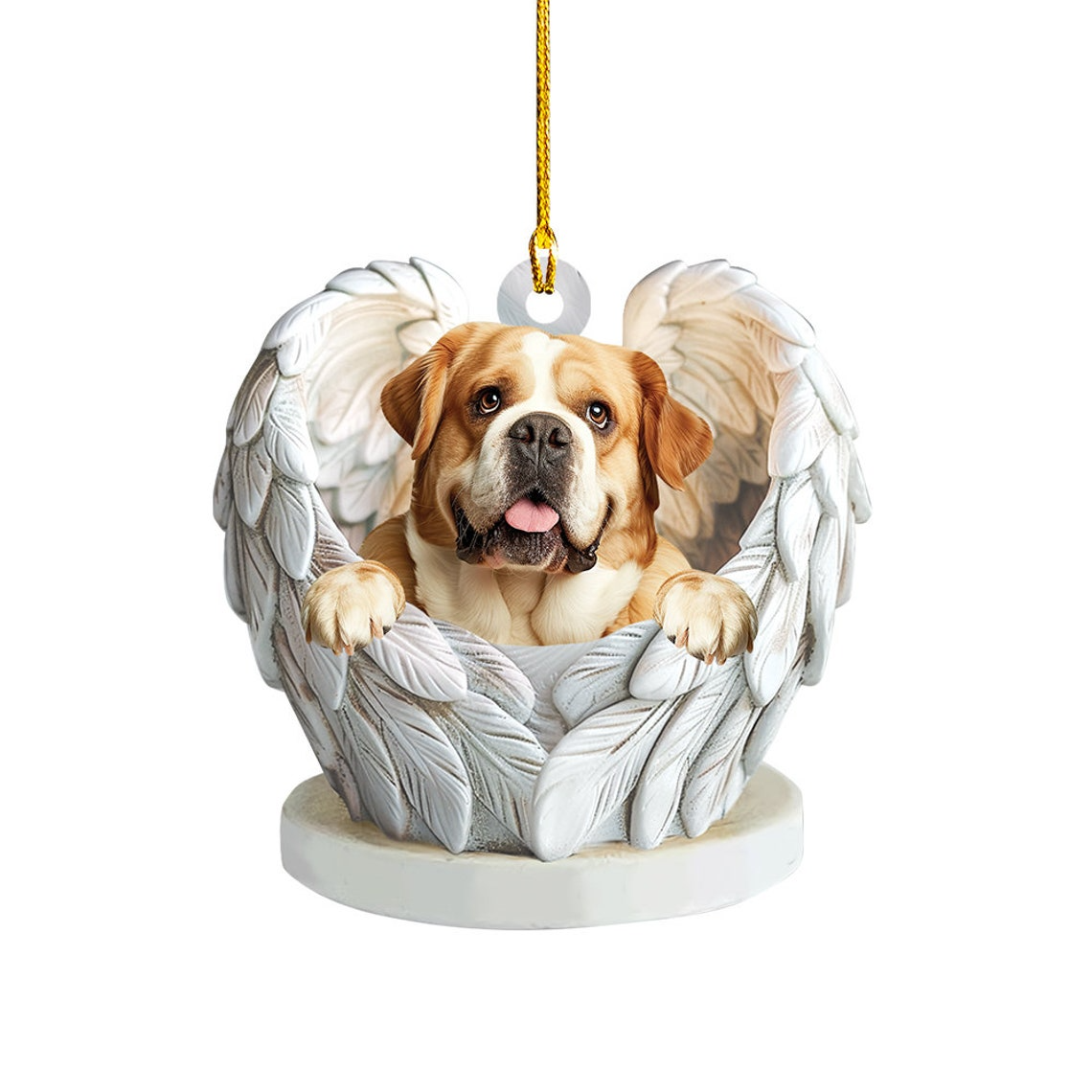 English Bulldog Christmas Ornament Gift, English Bulldog Angel Wings Christmas Ornament Decor