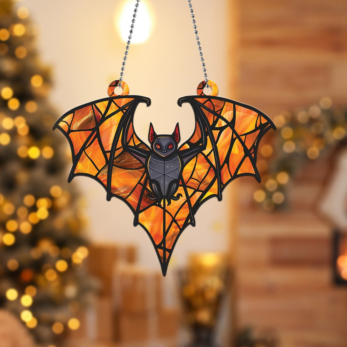 Bat Halloween Classic Hanging Suncatcher Ornament, Halloween Bat Ornament Decor