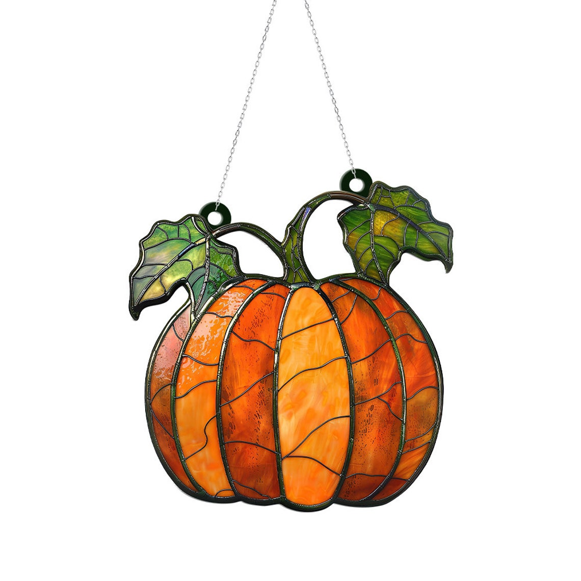 Pumpkin Stained Glass Suncatcher, Pumpkin Fall Suncatcher Ornament Gift