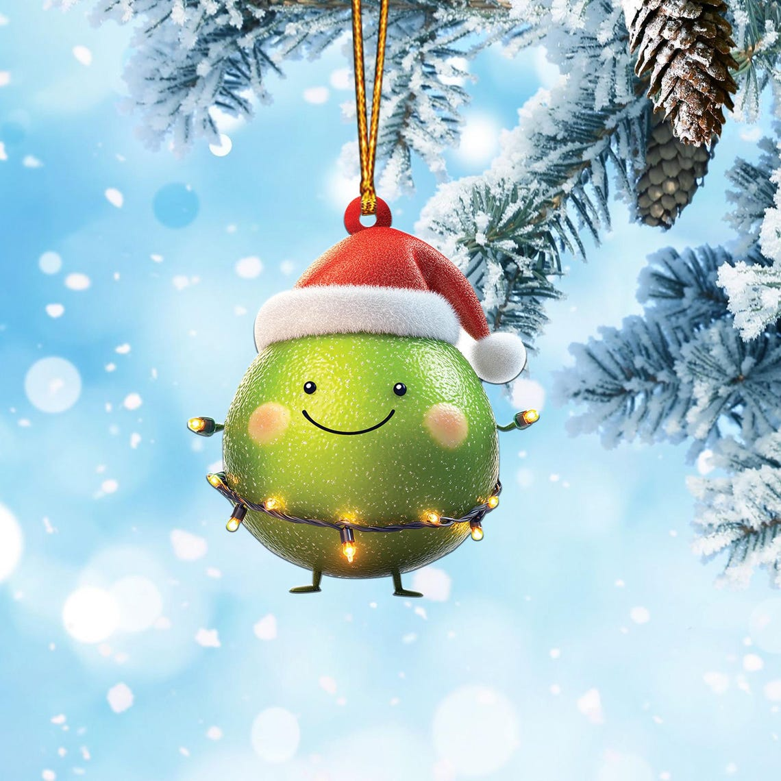 Lovely Lime Christmas Tree Ornament, Cute Lime Flat Hanging Christmas Ornament Decor