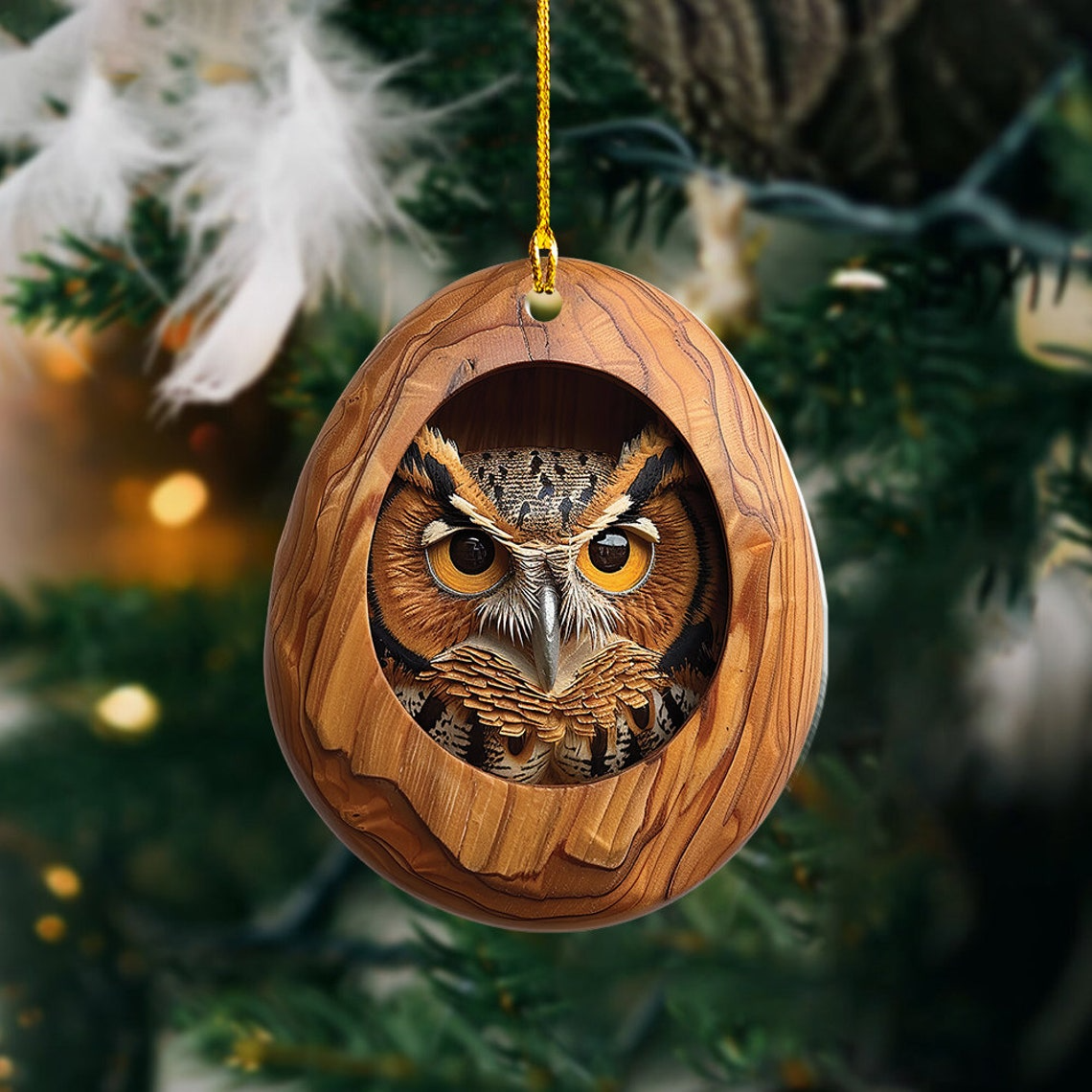 Ornament Owl Rearview Mirror Car Christmas Gift, Bird Owl Hanging Christmas Tree Ornament