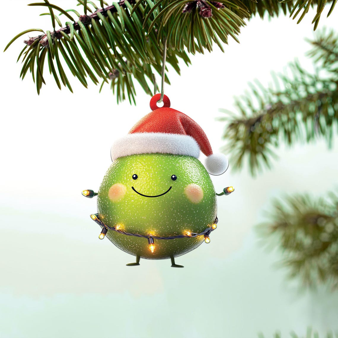 Lovely Lime Christmas Tree Ornament, Cute Lime Flat Hanging Christmas Ornament Decor