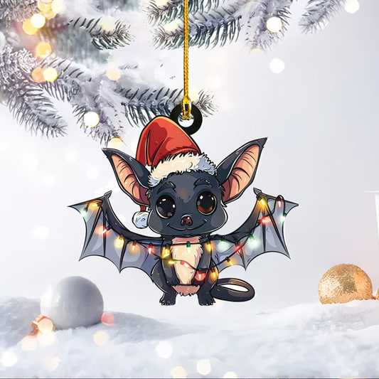 Cute Bat Christmas Tree Lights Ornament, Bat Hanging Christmas Ornament Decor Holiday