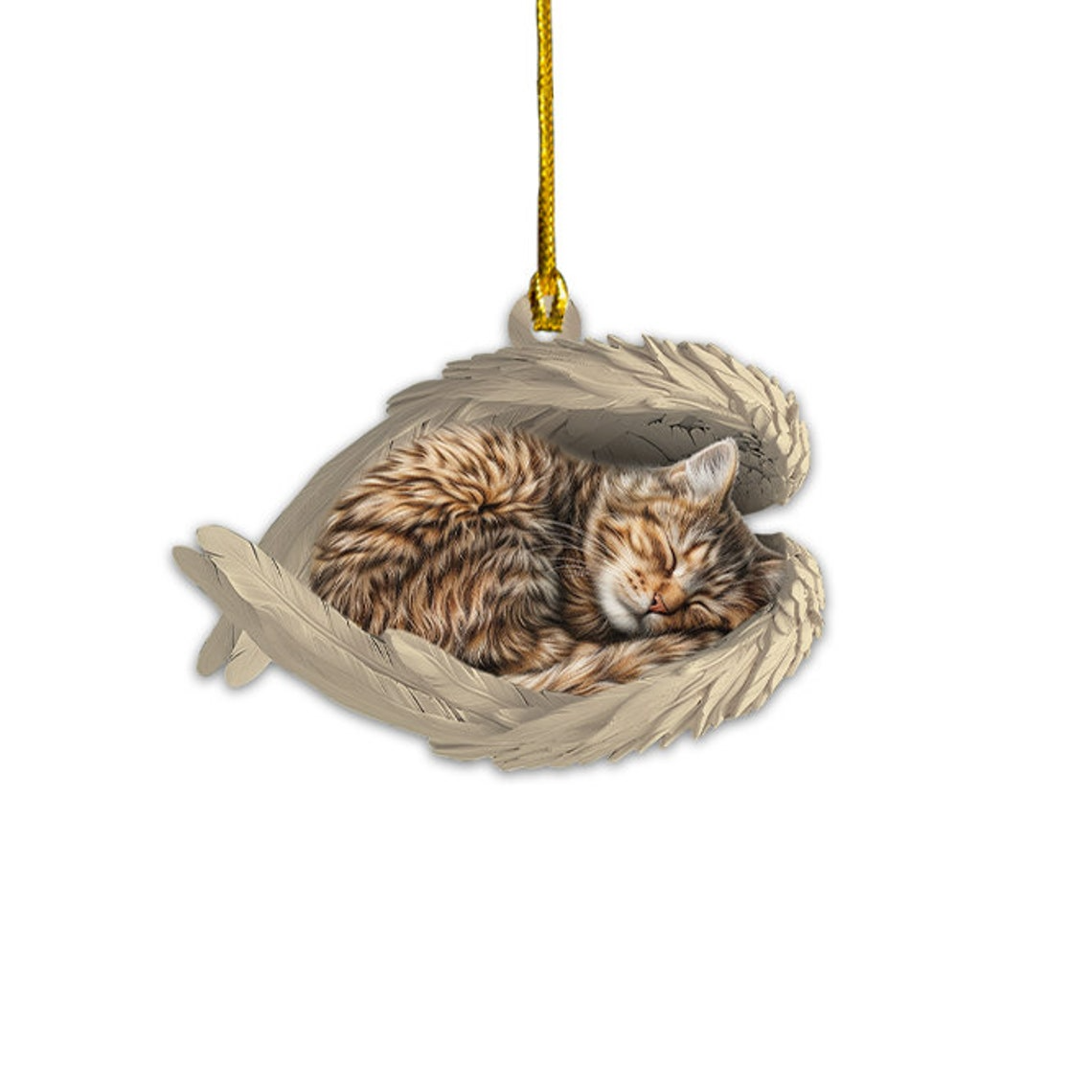 Norwegian Forest Cat Hanging Christmas Ornament, Norwegian Forest Cat Sleeping Angel Wings Ornament