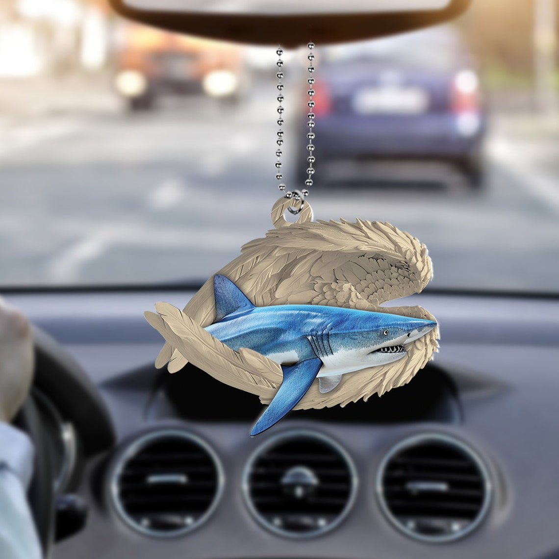 Unique Shark Sleeping Angel Christmas Ornament, Shark Angel Wings Car Ornament Decor Gift