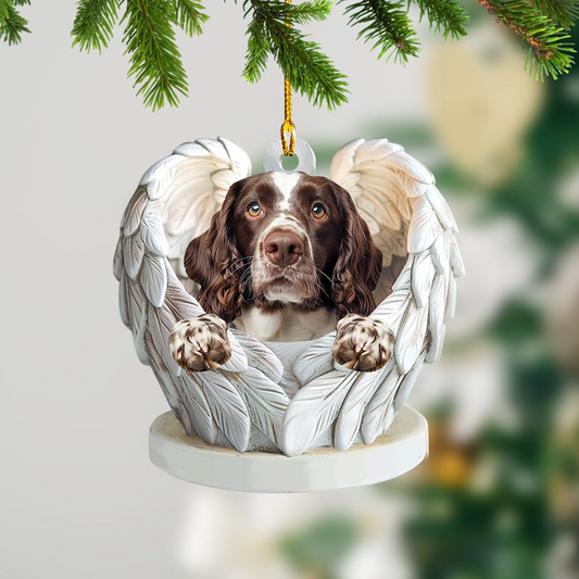 English Springer Spaniel Dog Angel Wings Ornament, English Springer Dog Christmas Ornament