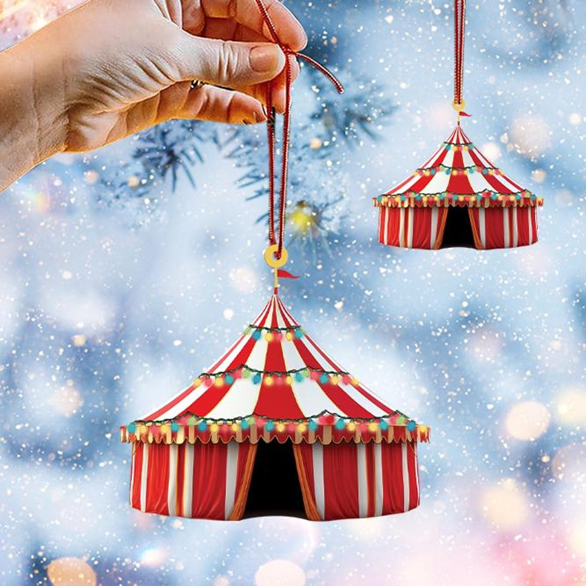 Circus Christmas Tree Light Ornament Decor, Circus Holiday Hanging Christmas Ornament Gift