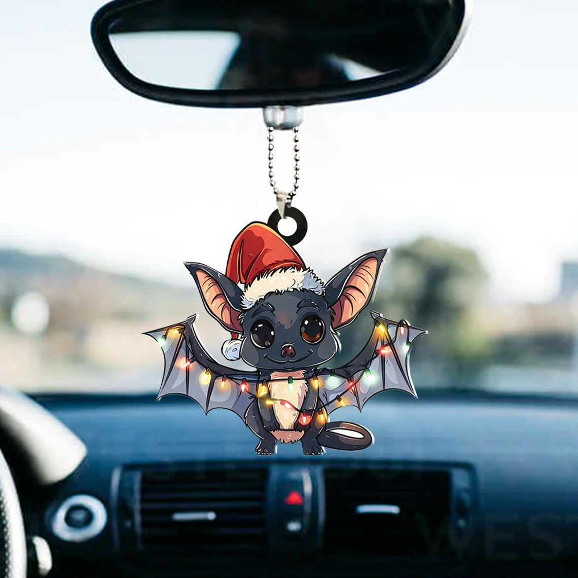 Cute Bat Christmas Tree Lights Ornament, Bat Hanging Christmas Ornament Decor Holiday