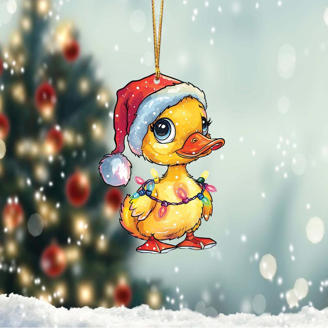 Baby Duck Christmas Light Decor Ornament, Cute Duck Christmas Hanging Ornament Holiday Gift