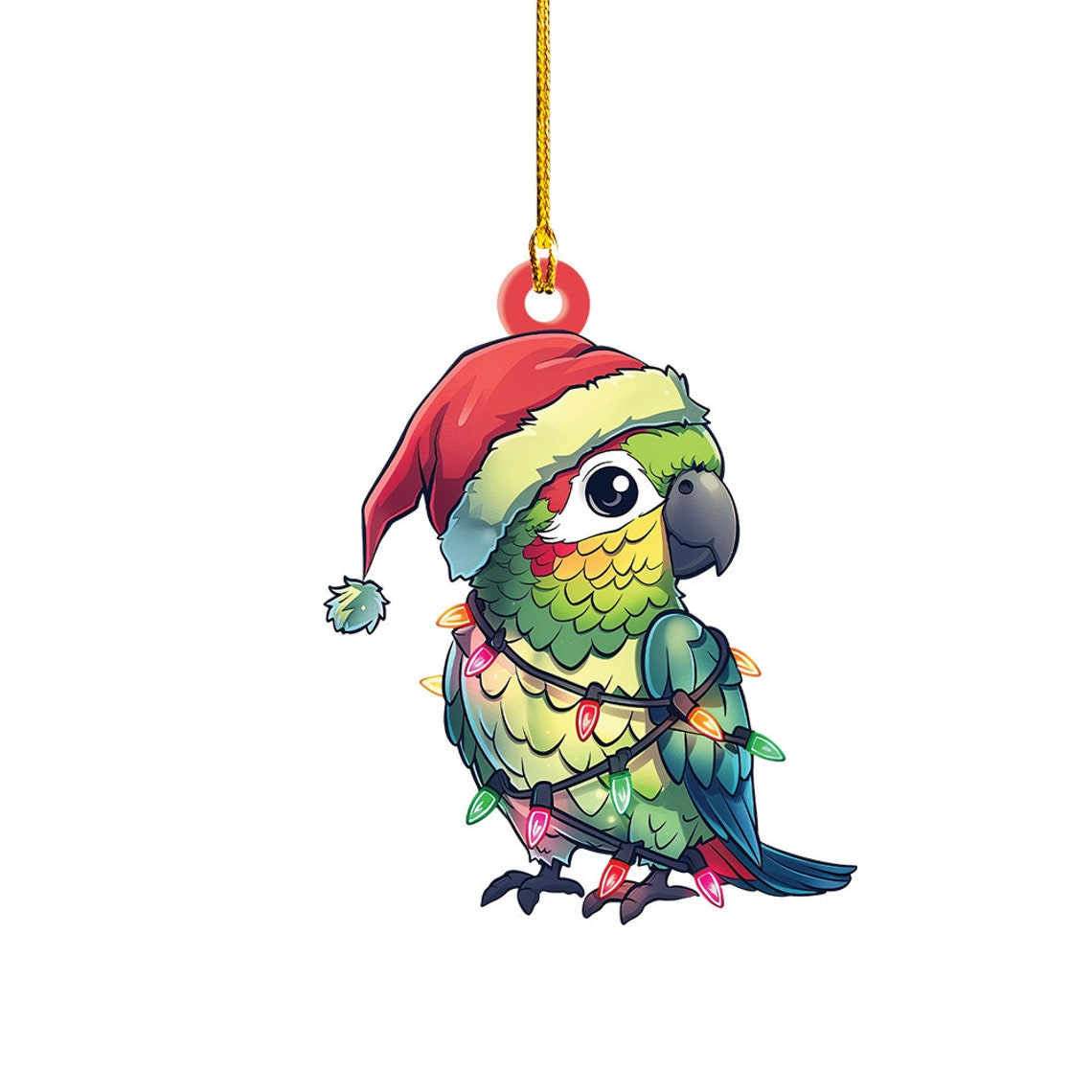 Colorful Parrot Christmas Lights Ornament, Cute Parrot Hanging Christmas Tree Ornament Gift