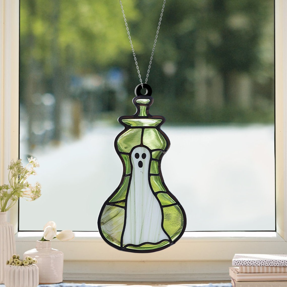 Ghost Halloween Suncatcher Decor, Halloween Ghost Funny Hanging Ornament