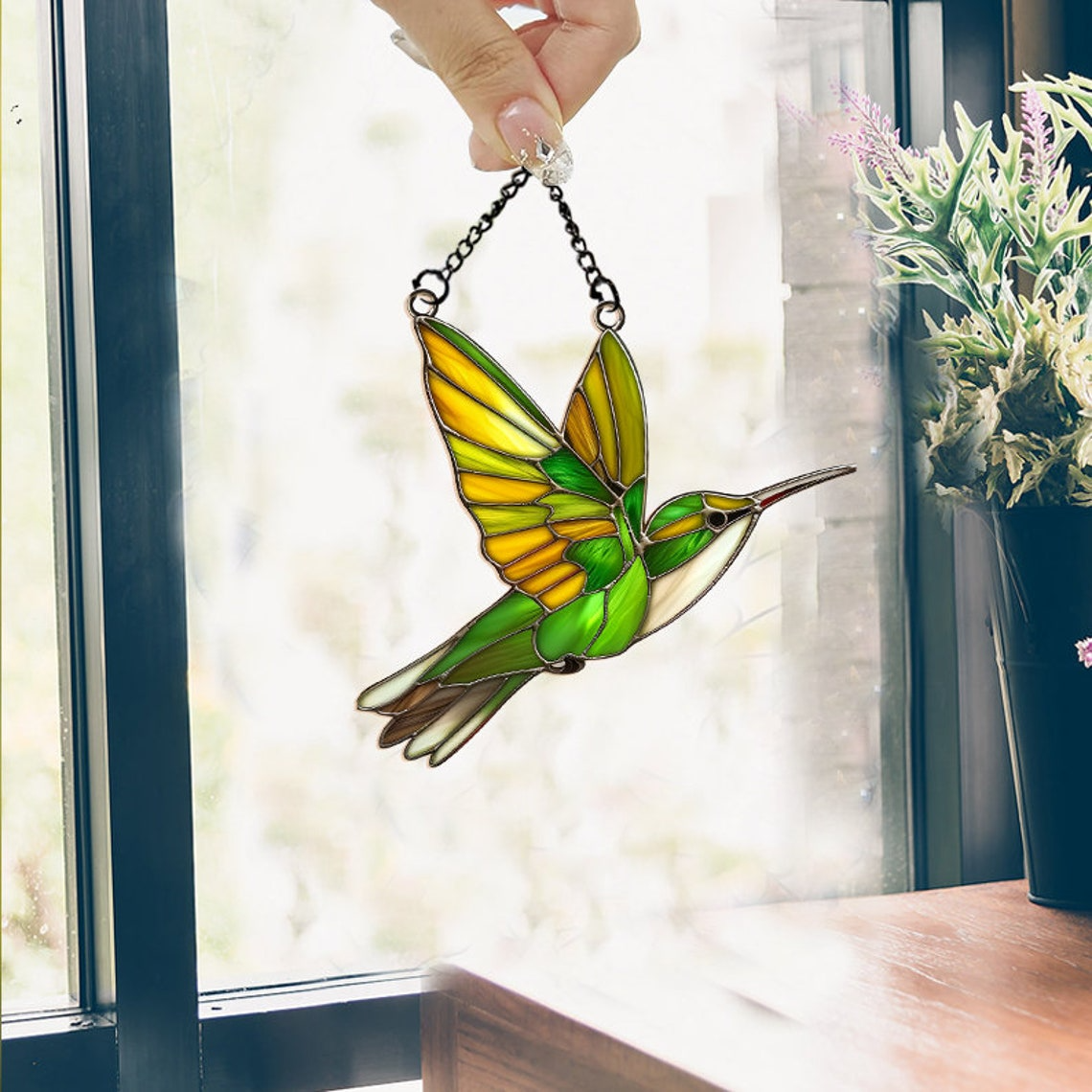 Hummingbird Suncatcher Ornament, Hummingbird Hanging Ornament Decor