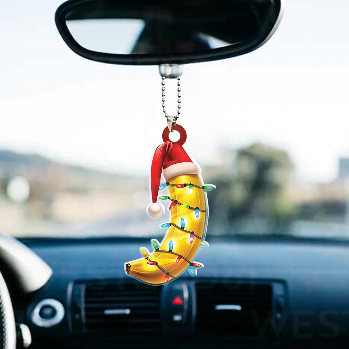 Cute Banana Christmas Tree Lights Ornament,  Christmas Banana Flat Hanging Ornament Decor