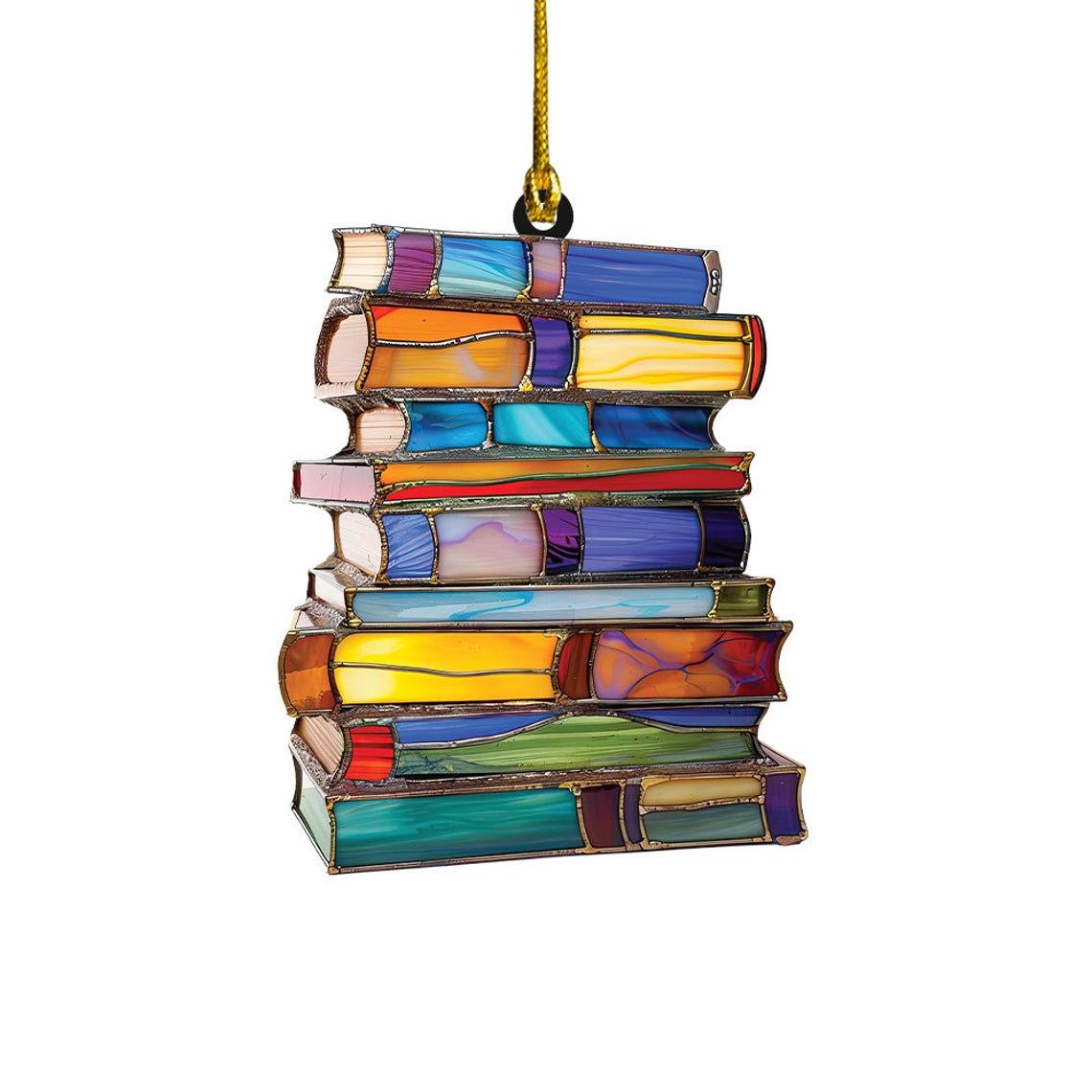 Bookstack Suncatcher Ornament, Bookstore Hanging Window Ornament Decor