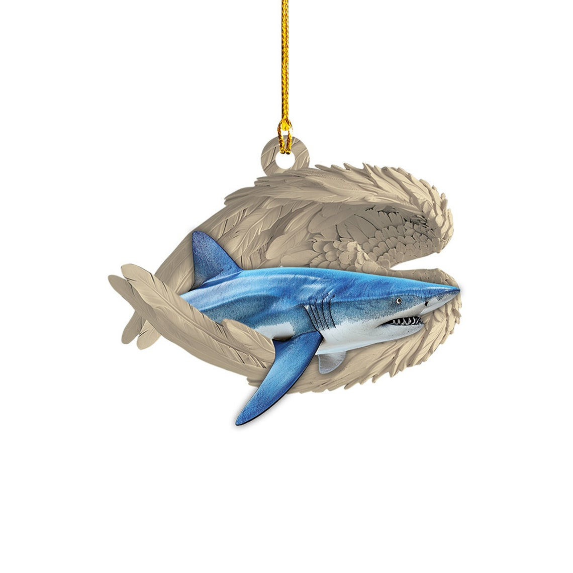 Unique Shark Sleeping Angel Christmas Ornament, Shark Angel Wings Car Ornament Decor Gift