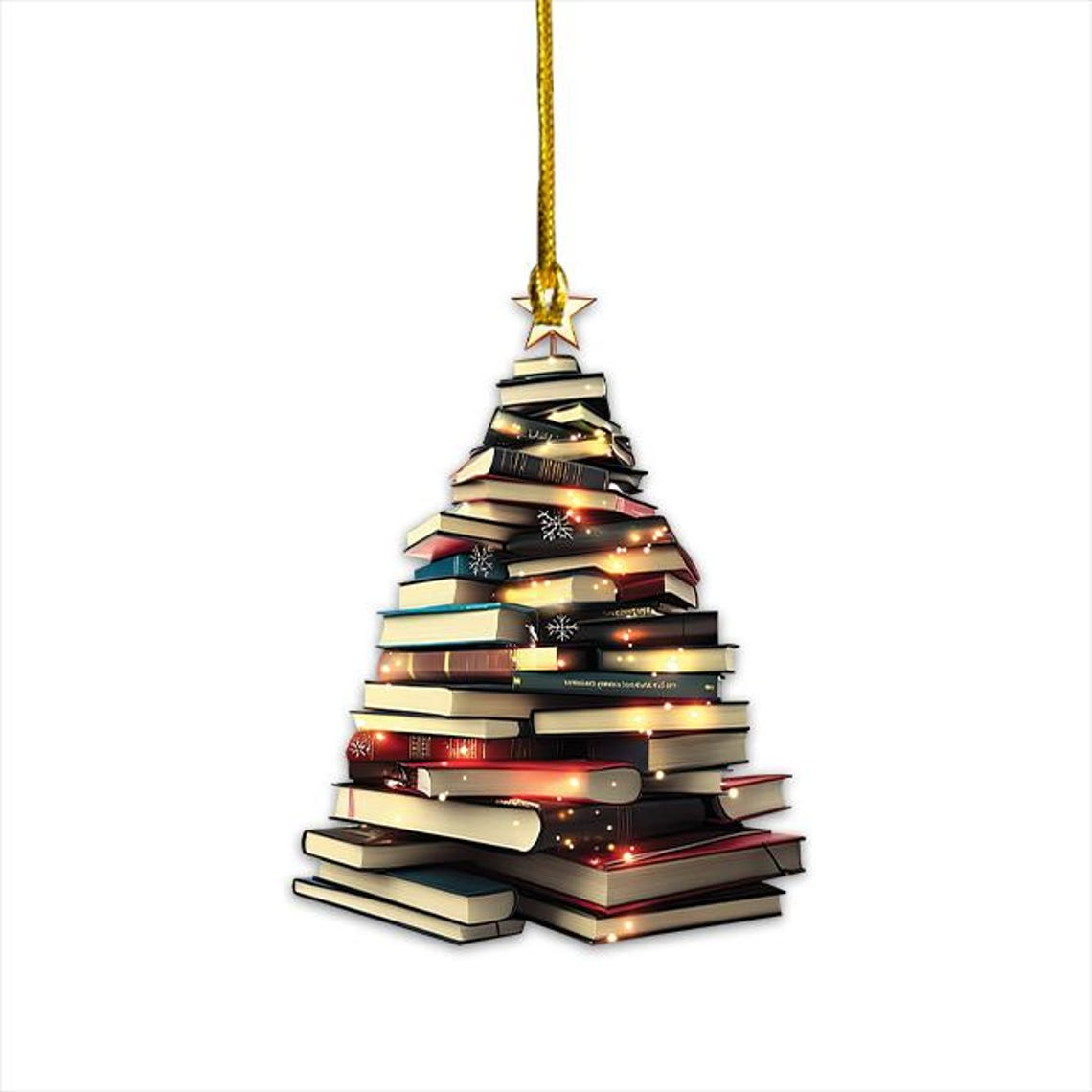 Books Christmas Tree Ornament, Library Hanging Christmas Ornament Holiday Decor Gift