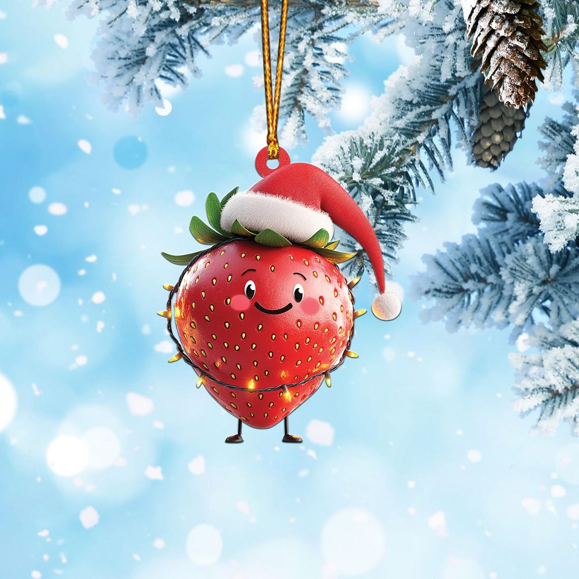 Lovely Strawberry Christmas Tree Ornament, Christmas Strawberry Car Hanging Ornament Decor